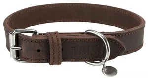 Kožený obojok RUSTIC - tmavo-hnedá M-L: 42-48cm/25mm